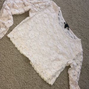 see through back, lacey crop top